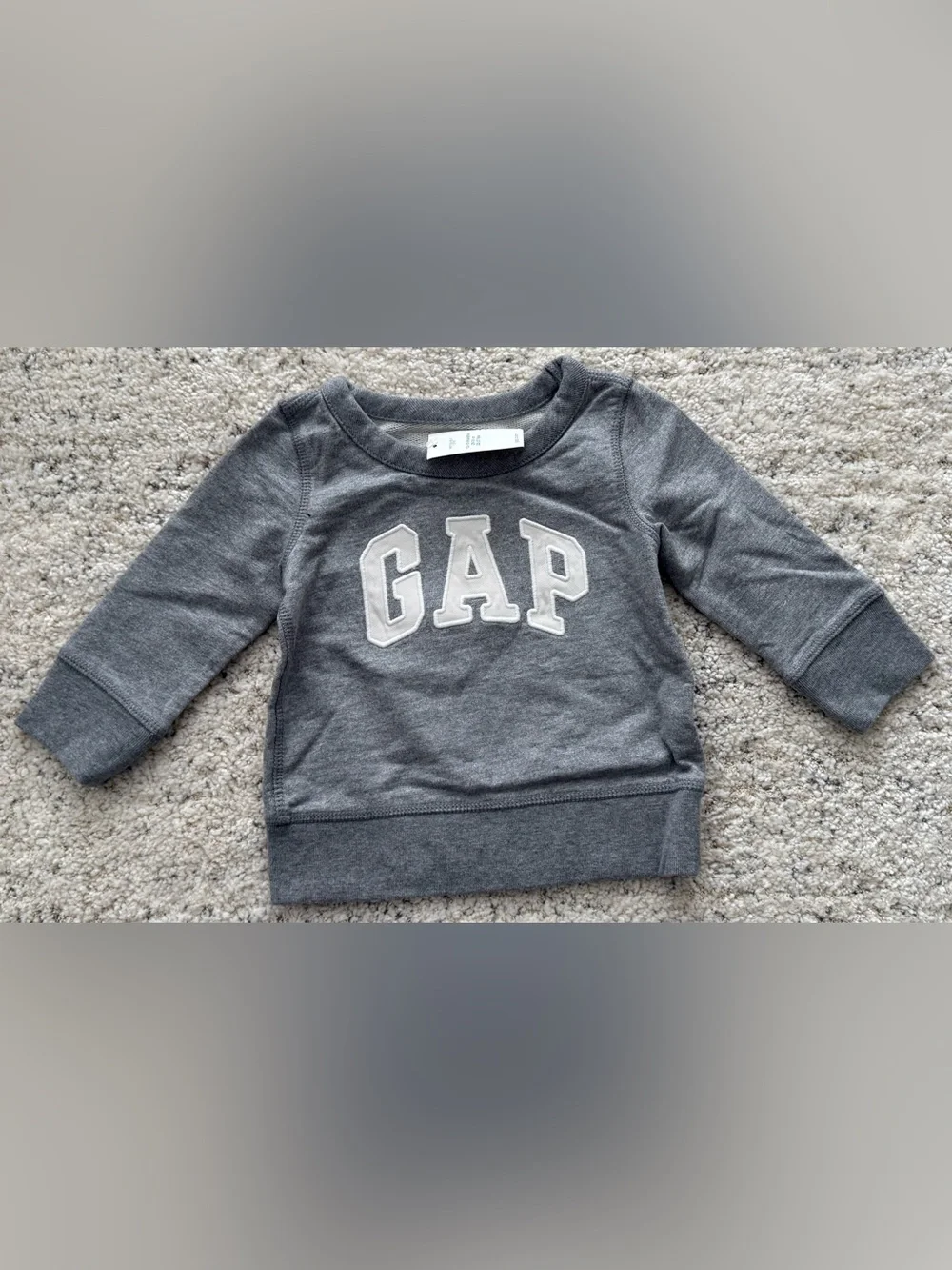 NWT Baby Gap Gray Logo Sweatshirt 12-18 Months Long Sleeve Pullover Cotton